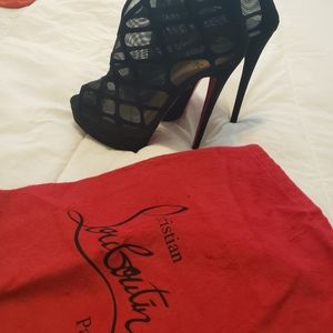 Christian Louboutin mesh suede bootie